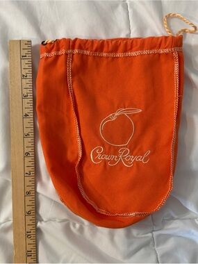 Crown Royal Peach 9” Orange Drawstring Bag with Embroidered Peach Logo